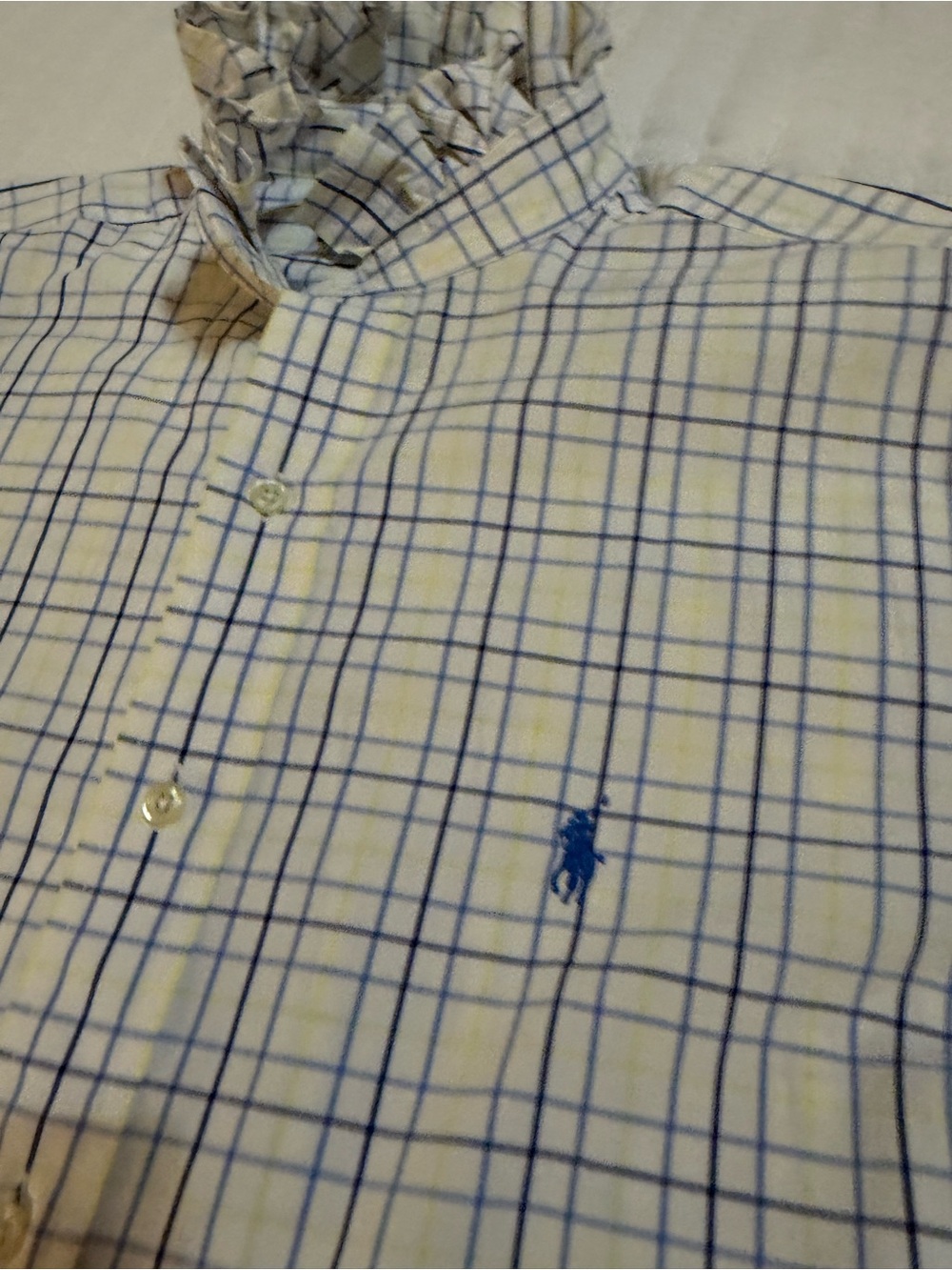 Upcycled Classic Ralph Lauren Blue and Yellow Plaid Button-Down Shirt L/XL - Picture 9 of 10